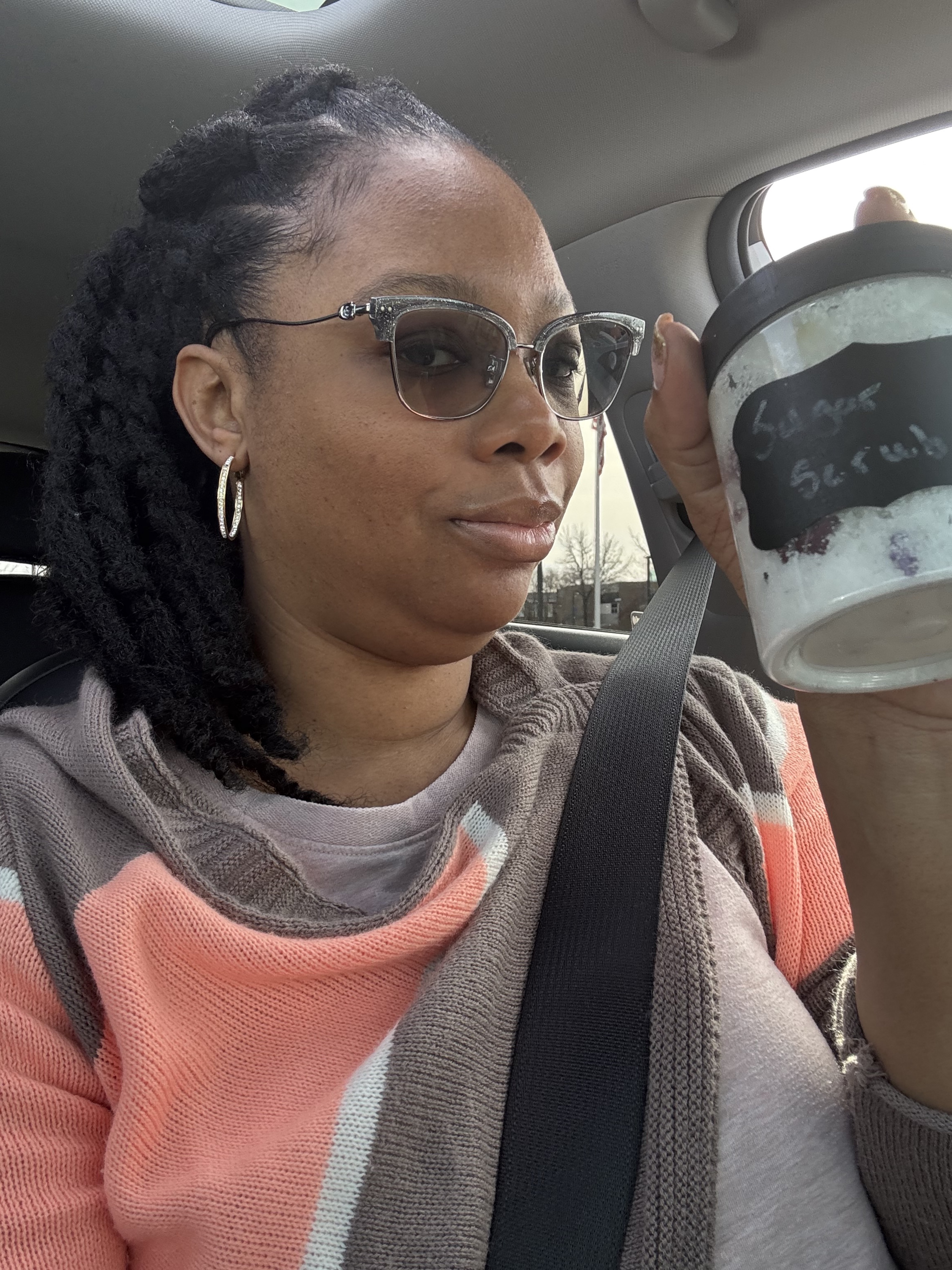 Wendie enjoying coffee