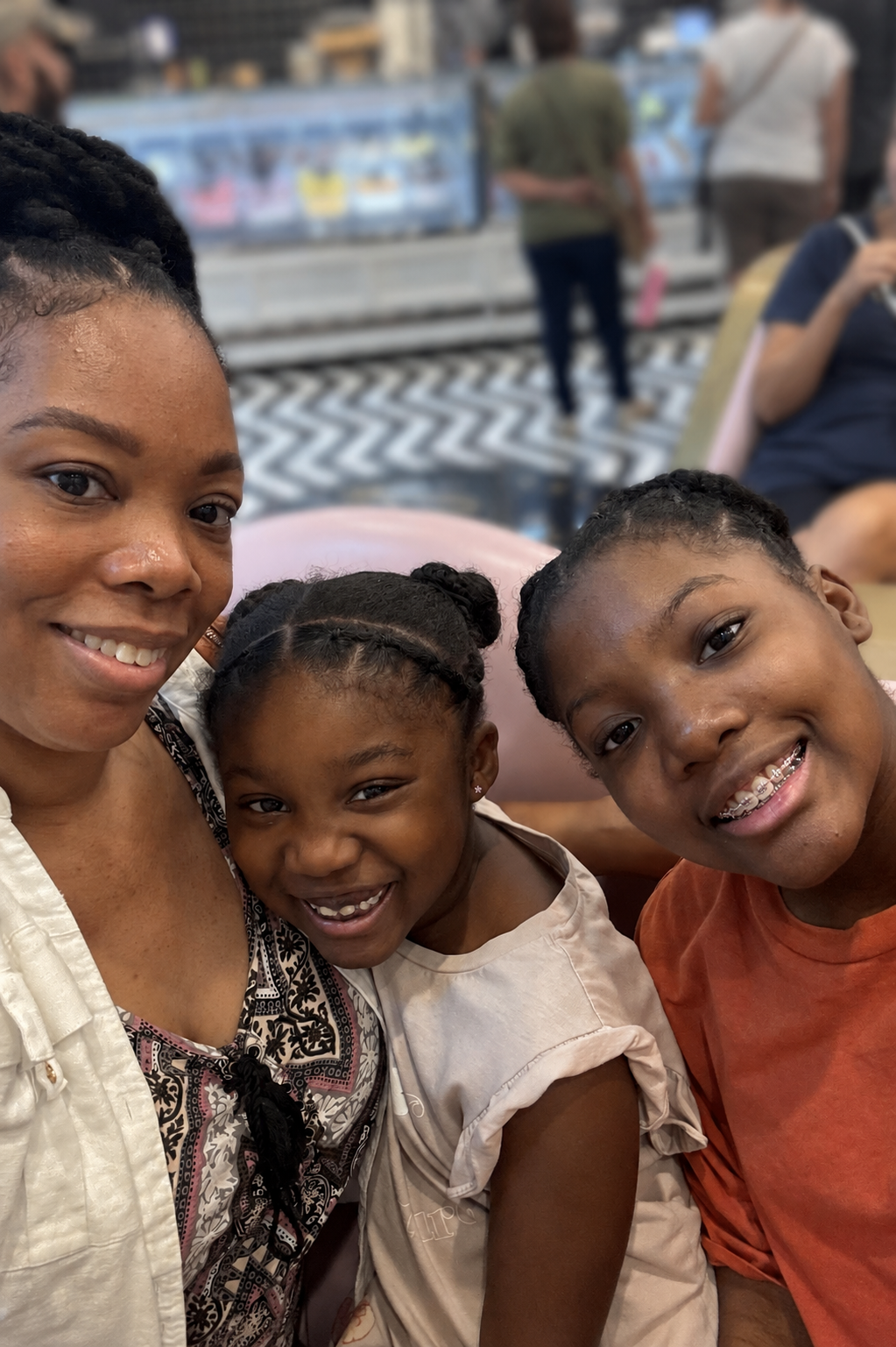 Wendie with her daughters during a family outing